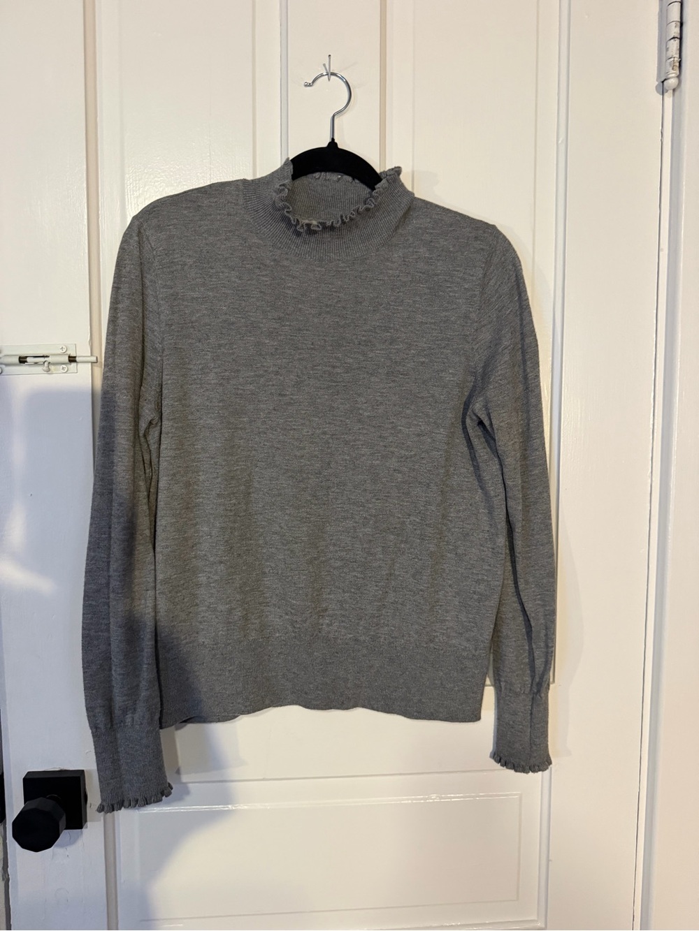 H&M Gray Ruffle Mock Neck Sweater - Women